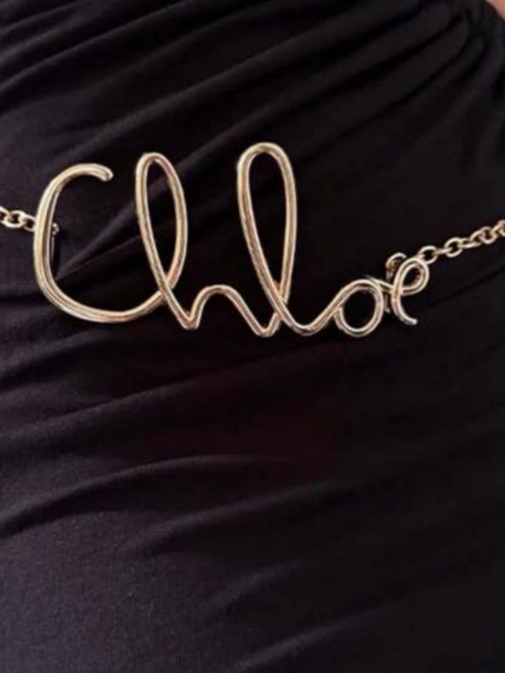 Gold Waist Chain Script Chloe Belt